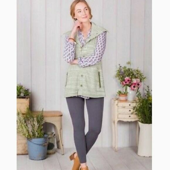 Matilda Jane Vest Green Marled Sweater Sleeveless Button Front Shawl Collar Sz S - Picture 2 of 15